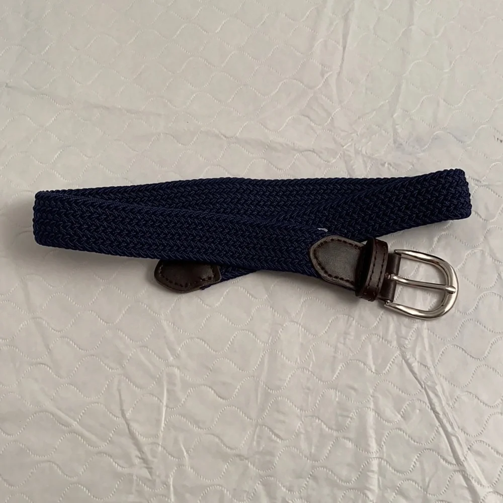 Navy canvas braided adjustable belt